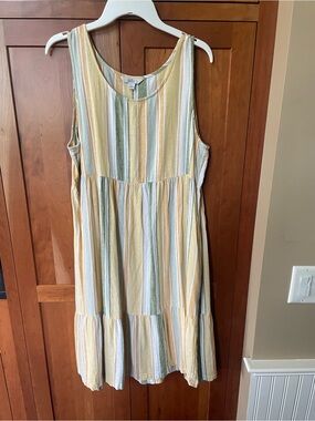Croft & Barrow Yellow Green Striped Dress